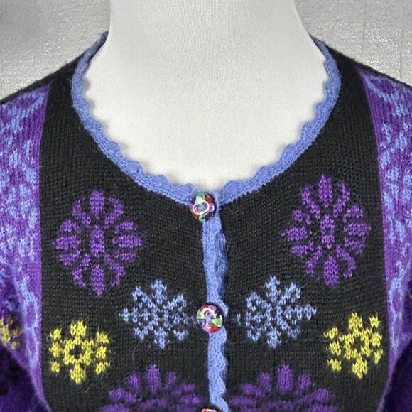 Alpaca Imports Cardigan‎ Sweater Womens Large Handmade Knit Wool Blend Bohemian - Picture 6 of 14